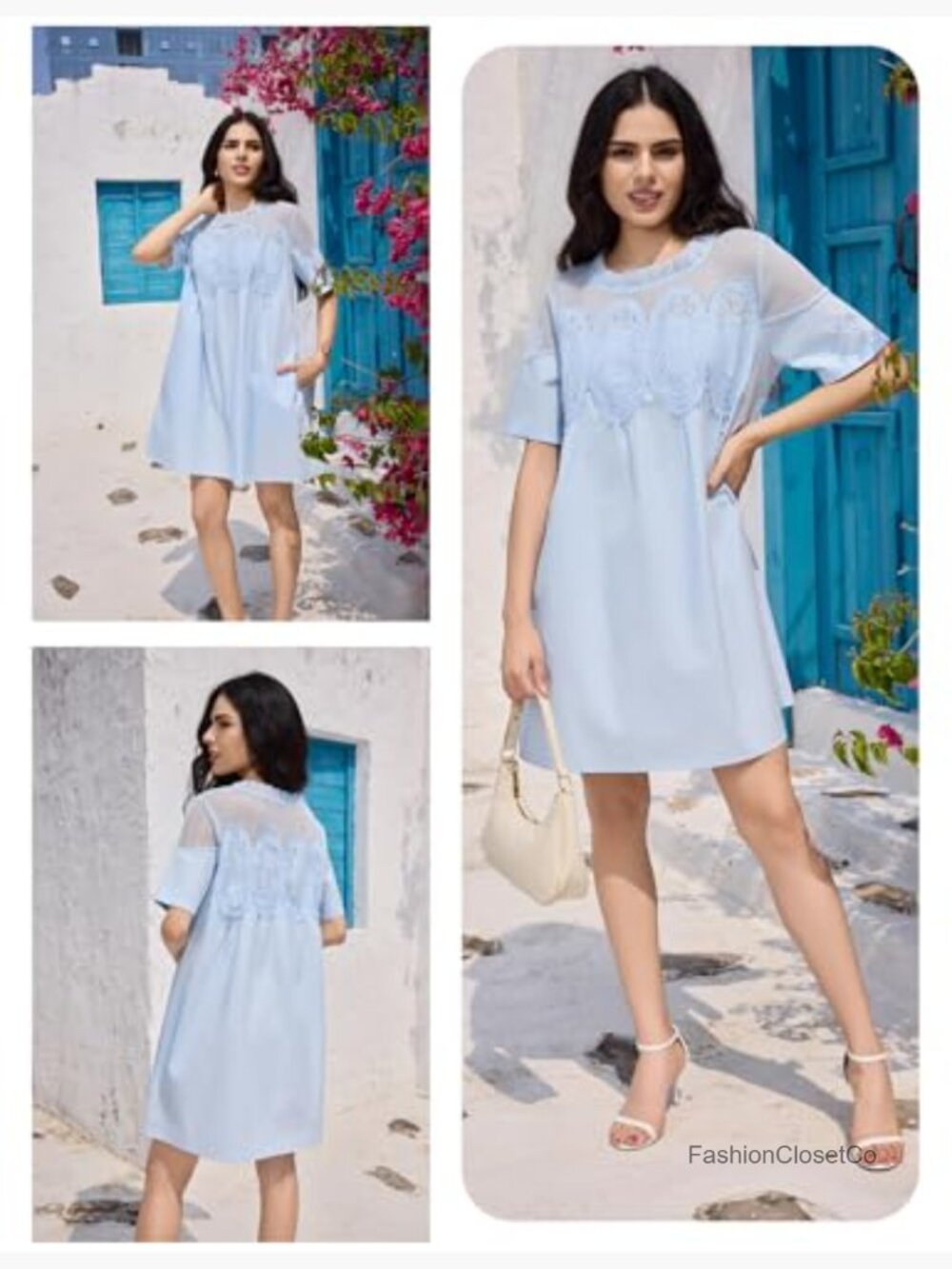 Lace Patchwork Babydoll Dress with Ruffled Hem - Picture 6 of 7